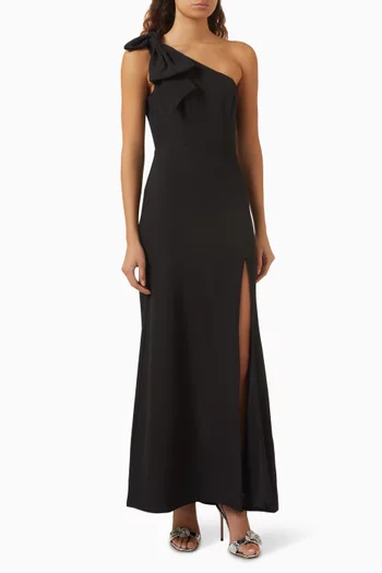 One-shoulder Bow Gown in Crepe