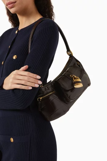 99 Shoulder Bag in Croc-embossed Leather