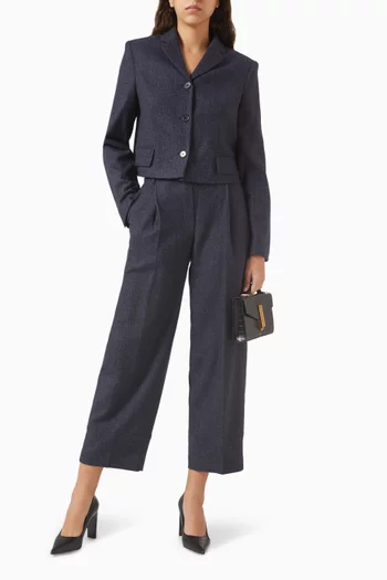 Crop Pants in Herringbone Wool Blend