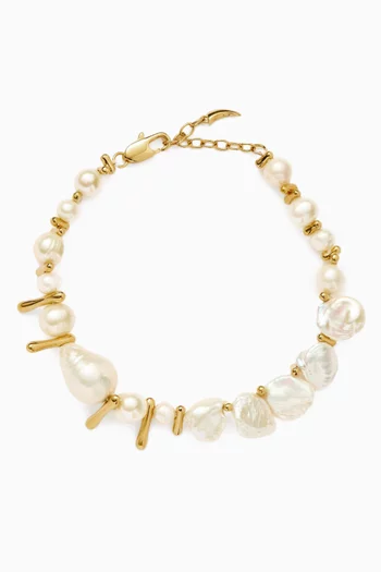 Mixed Pearl Bracelet in 18kt Gold-plated Brass