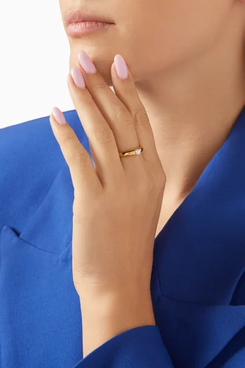 Button Pearl Stacking Ring in 18kt Recycled Gold Vermeil
