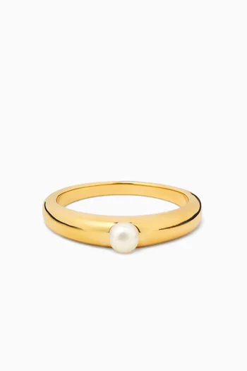 Button Pearl Stacking Ring in 18kt Recycled Gold Vermeil