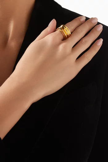 Hera Dome Triple Ridge Ring in 18kt Recycled Gold-plated Brass
