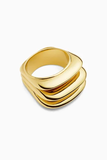 Hera Dome Triple Ridge Ring in 18kt Recycled Gold-plated Brass