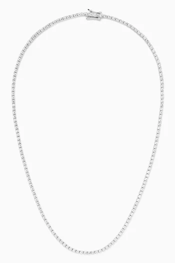 Classic Tennis Necklace in Rhodium-plated Recycled Sterling Silver