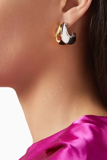 Hera Dome Double Ridge Hoop Earrings in Mixed Metal