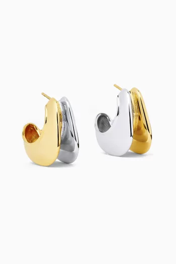 Hera Dome Double Ridge Hoop Earrings in Mixed Metal