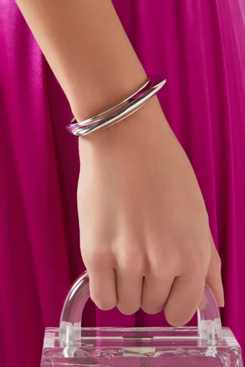 Hera Dome Statement Cuff Bracelet in Rhodium-plated Brass