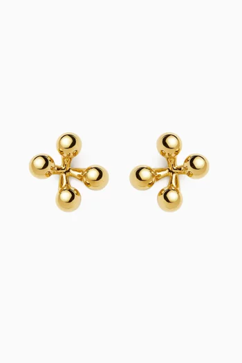 Large Atom Stud Earrings in 18kt Recycled Gold-plated Brass