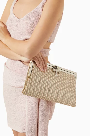 Grace Palm Clutch in Straw
