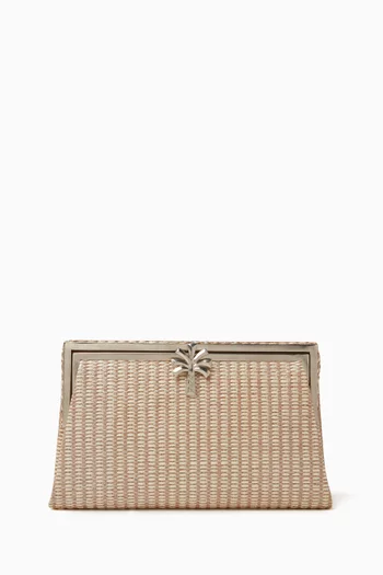 Grace Palm Clutch in Straw