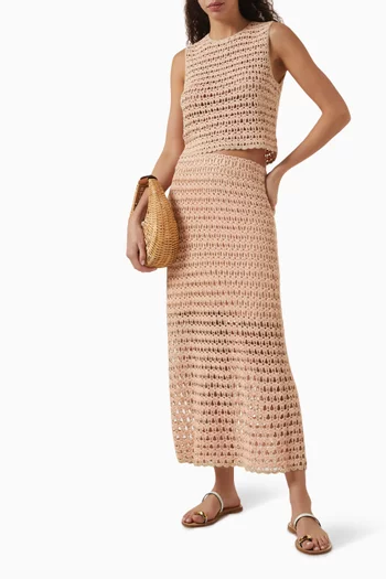 Tallow Midi Skirt in Crochet Knit
