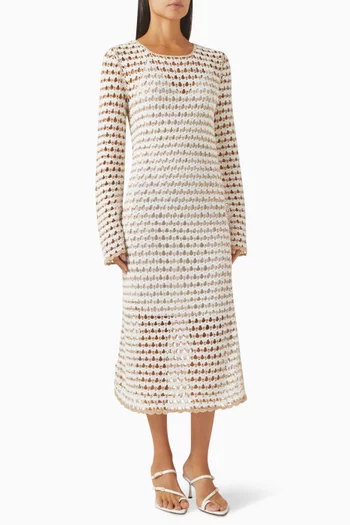 Tallow Midi Dress in Crochet Knit