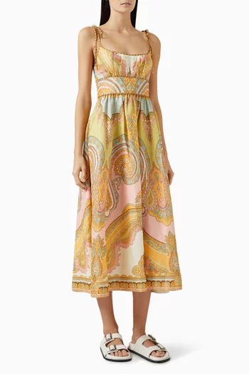 Maxine Picnic Midi Dress in Linen
