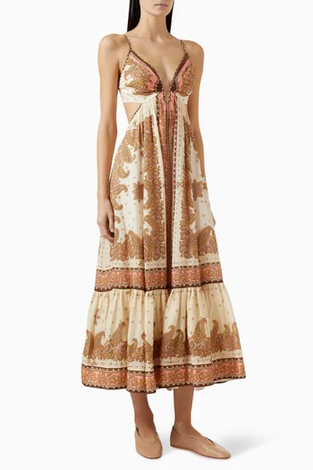 Maxine Plunge Maxi Dress in Ramie