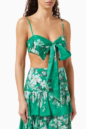 Everley Draped Bow Bralette in Linen