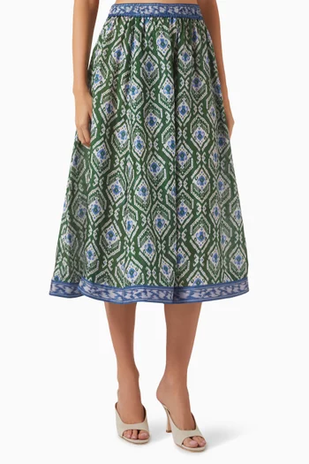 Wylie Swing Midi Skirt in Silk