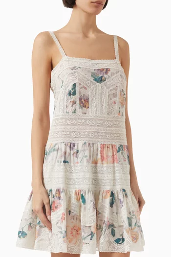 Acacia Lace-trim Mini Dress in Cotton