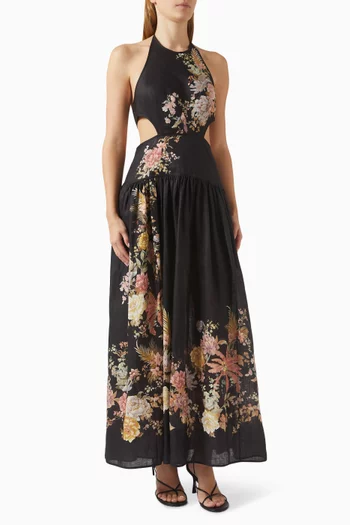Tallow Halter Maxi Dress in Linen
