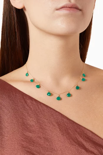 Gypsy Necklace with Agate in 18kt Yellow Gold