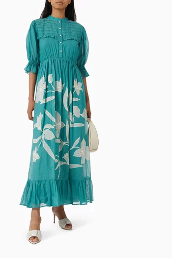 Olympia Floral Maxi Dress in Cotton-silk