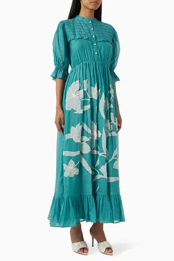 Olympia Floral Maxi Dress in Cotton-silk