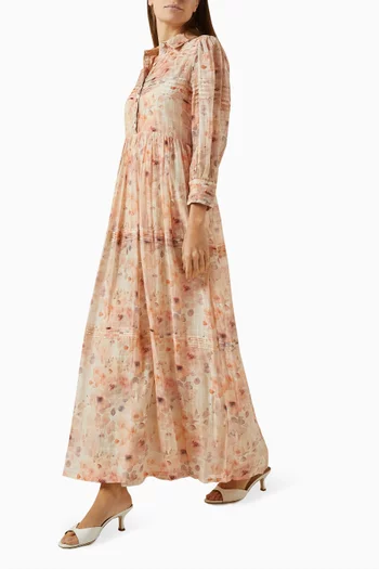 Printed Shirti Dress in Cotton-silk