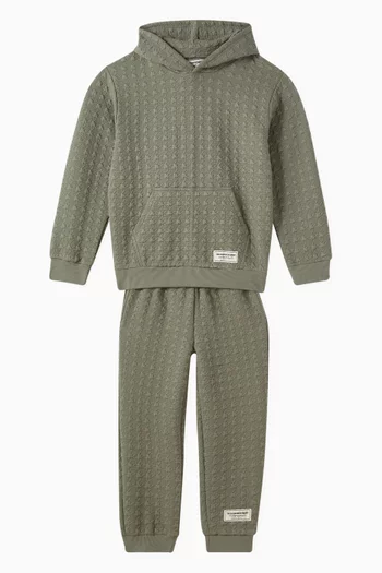 Lounge Hoodie in Jacquard Organic Cotton-blend