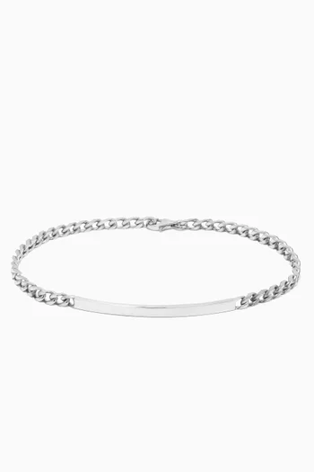 سوار سلسلة بحلية على شكل بطاقة تعريف فضة إسترلينية غير لامعة