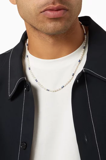 Cash Lapis Pearl Necklace in Sterling Silver