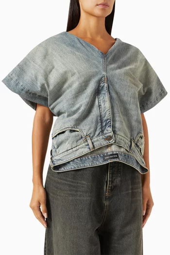 Deconstructed Top in Denim