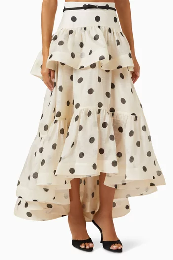 Crush High-low Tiered Skirt in Linen Blend