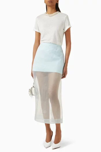 Crush Layered Pencil Skirt in Silk Organza