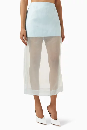 Crush Layered Pencil Skirt in Silk Organza