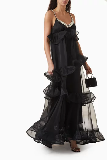 Crush Embellished Maxi Dress in Silk
