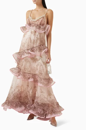 Crush Embellished Maxi Dress in Silk