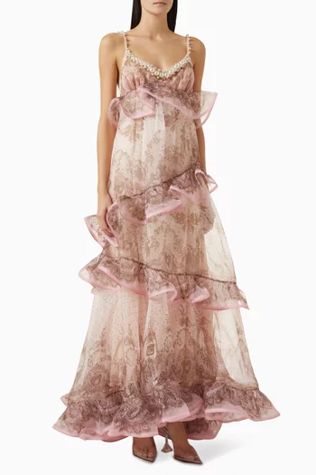 Crush Embellished Maxi Dress in Silk