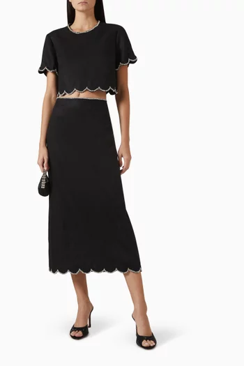 Crystal-trim Crop Top in Linen