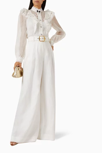 Crush Heart-embellished Blouse in Linen Blend
