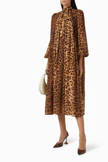Crush Tie-neck Midi Dress in Viscose