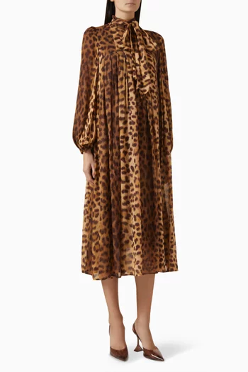 Crush Tie-neck Midi Dress in Viscose