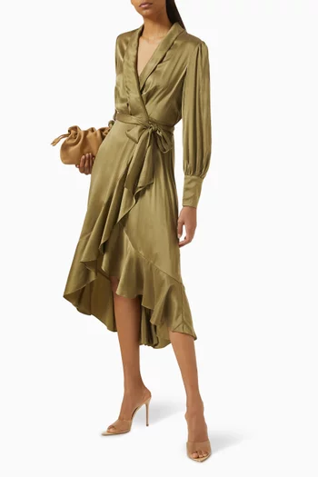 Wrap Midi Dress in Silk