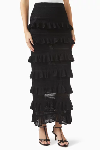 Crush Frill Maxi Skirt in Viscose-knit