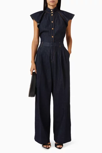 Crush Flutter-sleeve Shirt in Denim