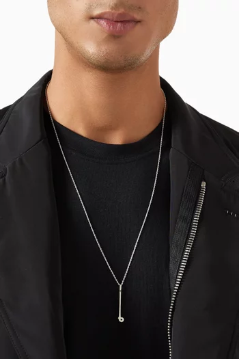 Arabic Letter "Meem" Diamond Pendant Necklace in Sterling Silver