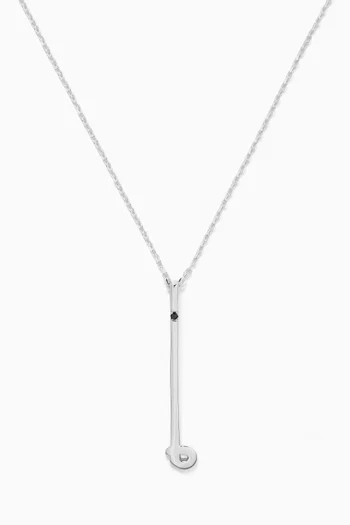Arabic Letter "Meem" Diamond Pendant Necklace in Sterling Silver