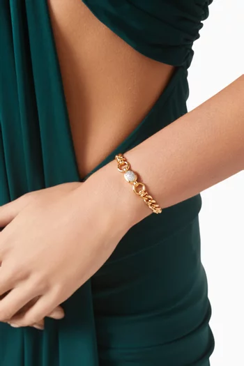 The Pavé Oval Link Bracelet in Gold-plated Brass