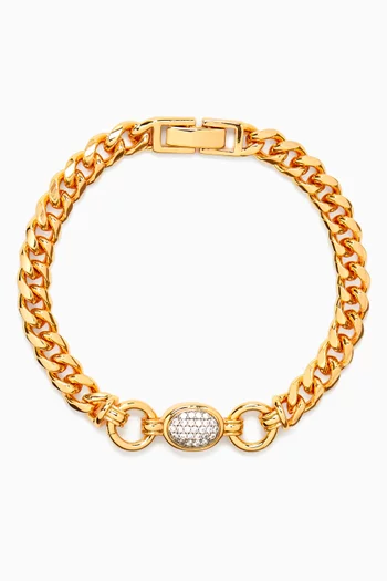 The Pavé Oval Link Bracelet in Gold-plated Brass