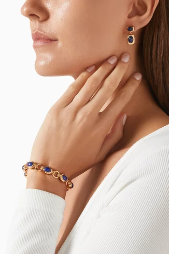 The Lapis Link Bracelet in Gold-plated Brass