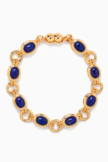 The Lapis Link Bracelet in Gold-plated Brass